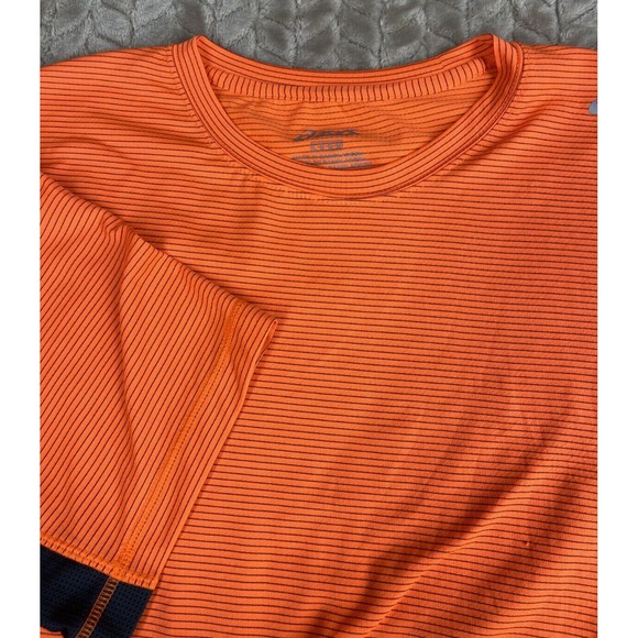 Asics Men's Large Orange/Gray Striped Athletic Shirt Running Gym‎ Performance - Picture 1 of 9